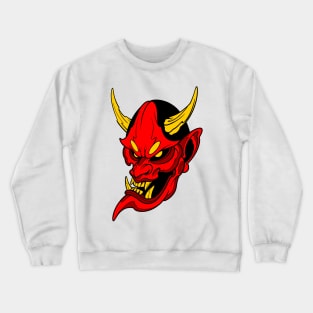 creepy demon oni mask Crewneck Sweatshirt